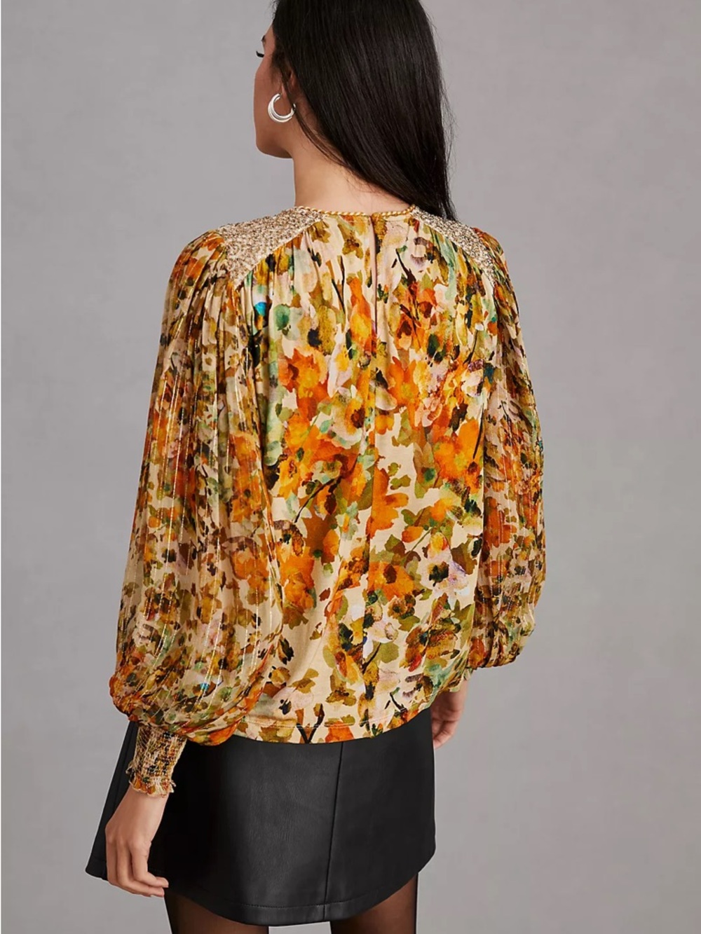 Blank London for Anthropologie gold sequin embellished blouse size medium - Picture 4 of 16